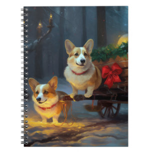 Corgi Snowy Sleigh Christmas Decor Notebook