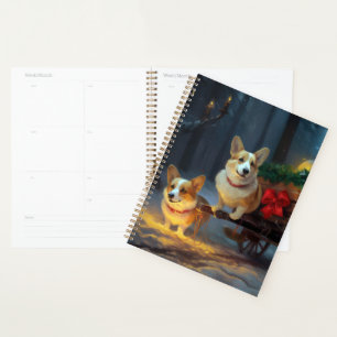 Corgi Snowy Sleigh Christmas Decor  Planner