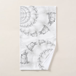 Corgi spiral hand towel