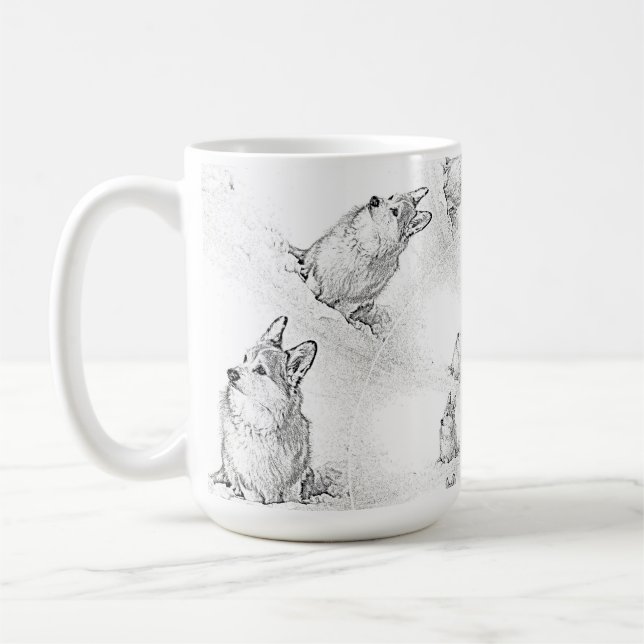 Corgi Spiral pattern large mug (Left)