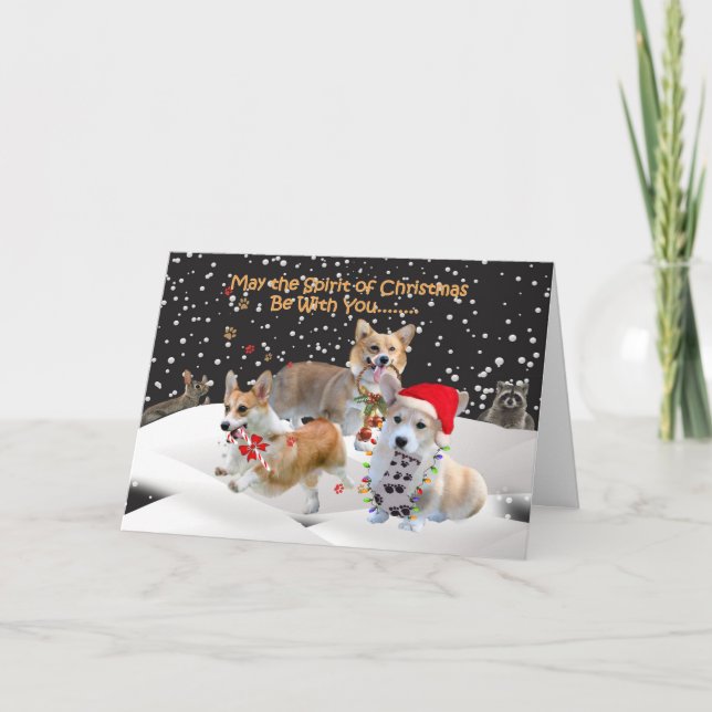 Corgi Spirit of Christmas Holiday Card (Front)