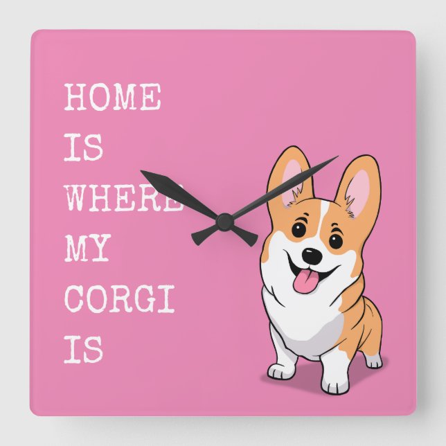 Corgi Square Wall Clock (Front)