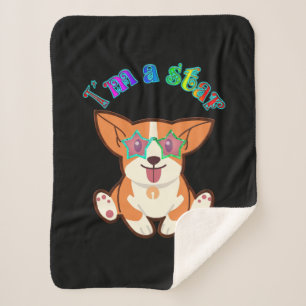 corgi star sherpa blanket