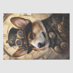 Corgi Steampunk Dreams: A Mechanical Decoupage Tissue Paper