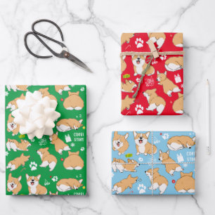 Corgi Story Christmas Holiday  Wrapping Paper Sheet