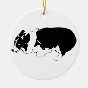 Corgi stride among the lights ceramic ornament