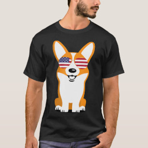 Corgi Sunglasses American 4th Of July Puppy Dog In T-Shirt