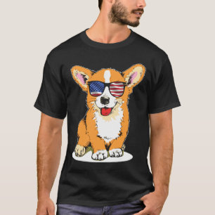 Corgi Sunglasses Merica Flag Th Of July Patriotic T-Shirt