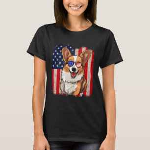 Corgi Sungles American Flag Usa Patriotic 4th Of J T-Shirt