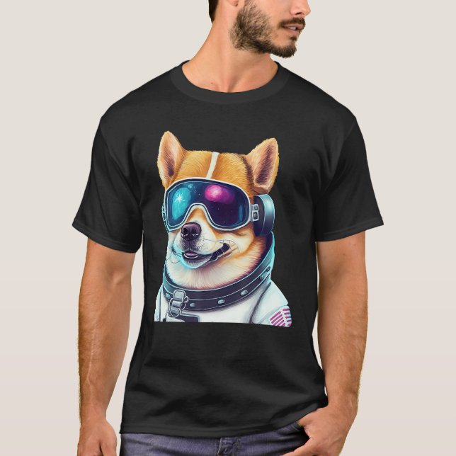 Corgi Takes on Space Astronaut Dog in Futuristic S T-Shirt (Front)