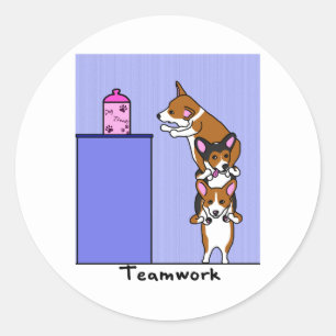 Corgi Teamwork Classic Round Sticker