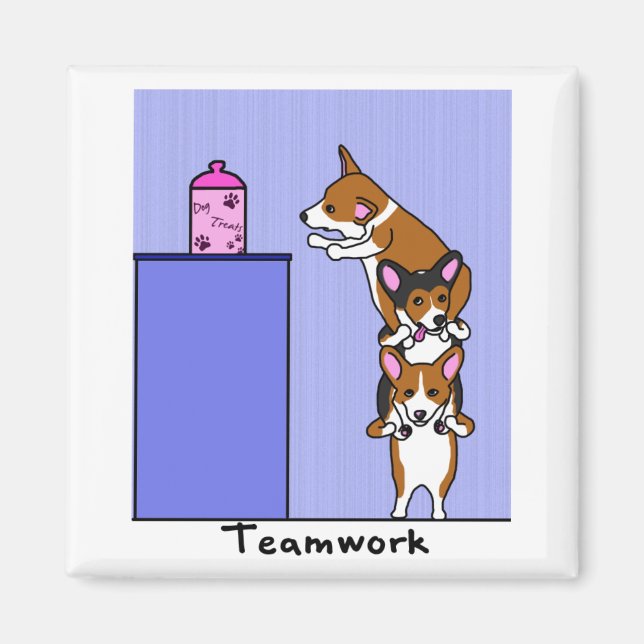 Corgi Teamwork Magnet (Front)