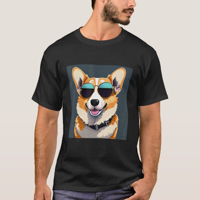 Corgi tees Corgi dog wearing sunglasses (Front)