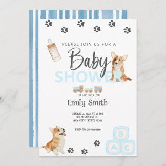 Corgi Theme Baby Shower Invitation