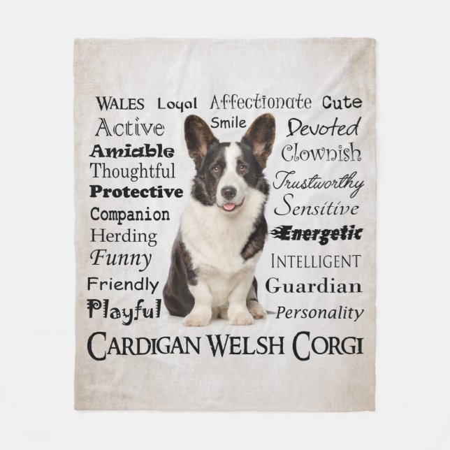 Corgi Traits Fleece Blanket (Front)