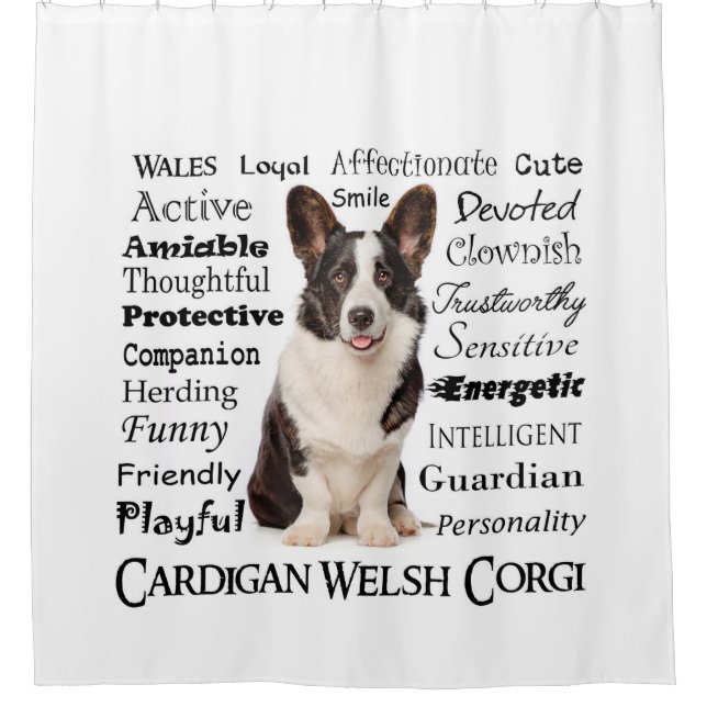 Corgi Traits Shower Curtain (Front)
