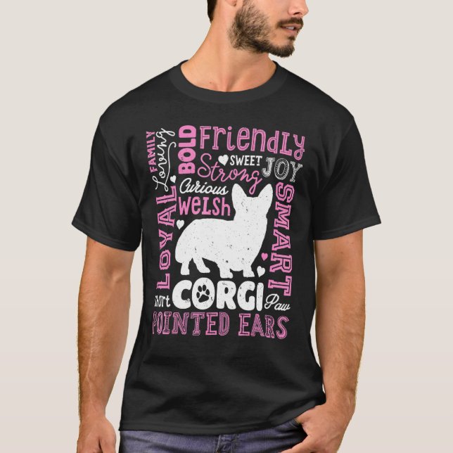 Corgi Typography Word Art Dog Tee (Front)
