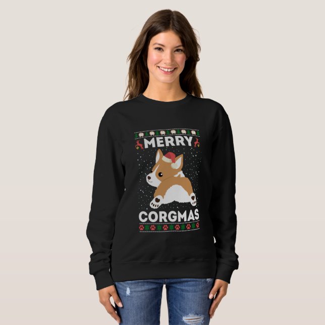 Corgi Ugly Christmas Sweater Style Merry Corgmas (Front Full)