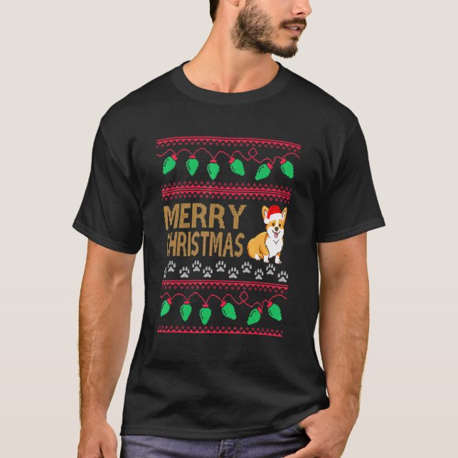 Corgi Ugly Christmas Tee Dog (Front)