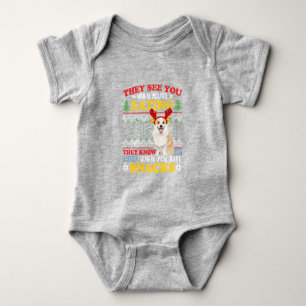 Corgi Ugly Christmas They See You're Eating Xmas Baby Bodysuit