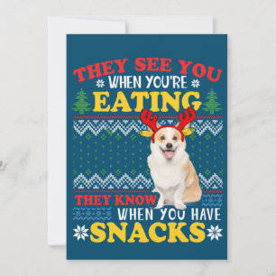 Corgi Ugly Christmas They See You're Eating Xmas Invitation