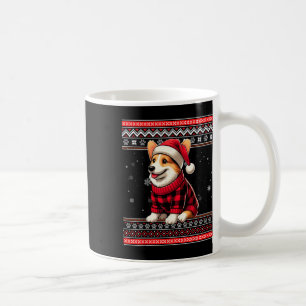 Corgi Ugly Funny Santa Hat Buffalo Plaid Christmas Coffee Mug