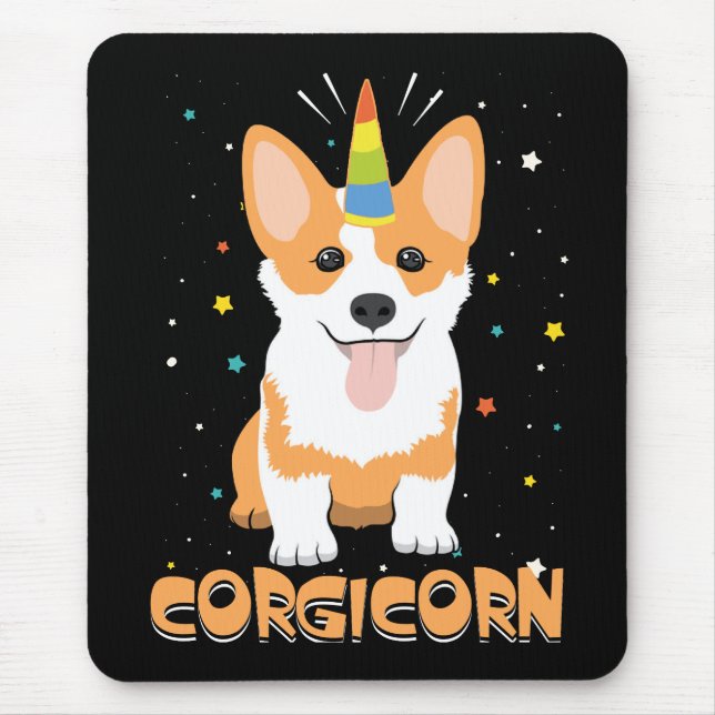 Corgi Unicorn - Corgicorn - Cute Dog Cartoon Mouse Pad (Front)