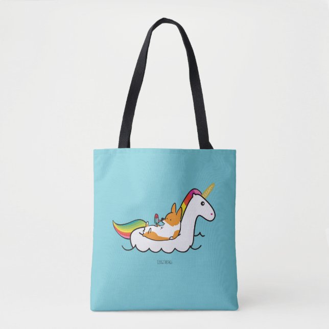 Corgi Unicorn Floatie Tote Bag (Front)