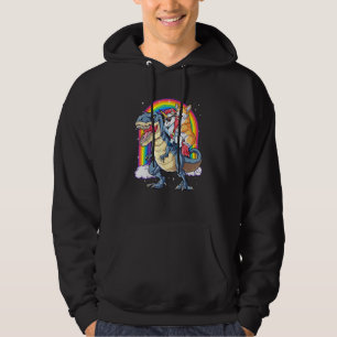 Corgi Unicorn Riding Dinosaur T Rex Men Women Rai Hoodie