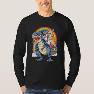 Corgi Unicorn Riding Dinosaur T Rex Men Women Rai T-Shirt