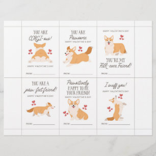 Corgi Valentine Cards for Kids Custom Letterhead