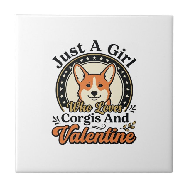 Corgi Valentine Design for Dog Lovers_1 Ceramic Tile (Front)