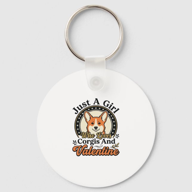 Corgi Valentine Design for Dog Lovers_1 Key Ring (Front)