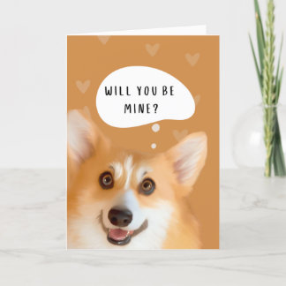 Corgi Valentine's Day Card Gold
