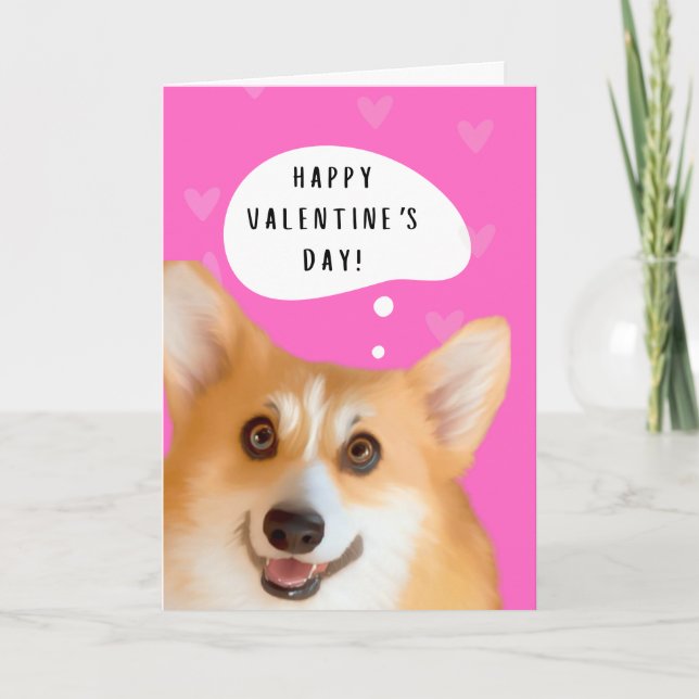 Corgi Valentine's Day Card Pink (Front)