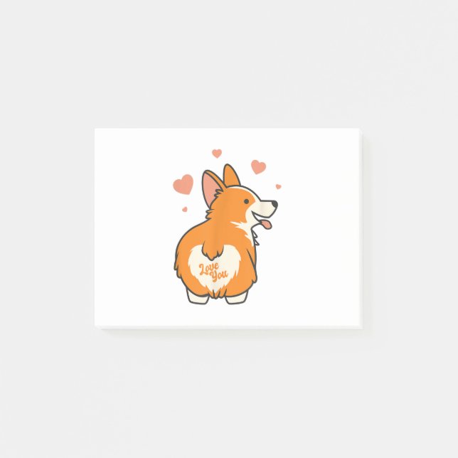 Corgi Valentines Day Gift Dog Lover Heart Post-it Notes (Front)