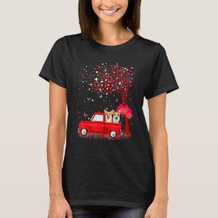 Corgi Valentine's Day Gifts Dogs Red Truck Hearts T-Shirt