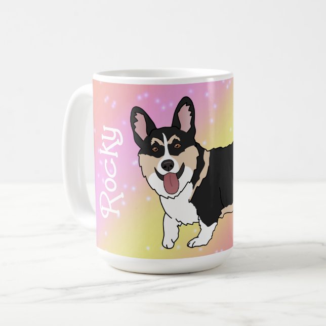 Corgi Valentines Day Pink Galaxy Coffee Mug (Front Left)