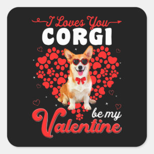 Corgi Valentines Day Tee Funny Dog Valentine Gift Square Sticker
