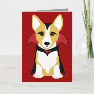 Corgi Vampire Customisable Halloween Card