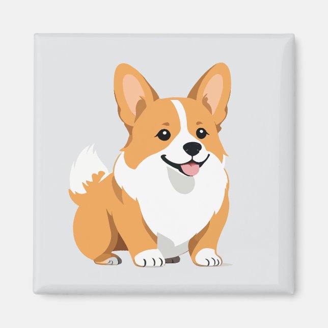 Corgi Vector Art Animal Modern Urban Graphic Pet Magnet (Front)