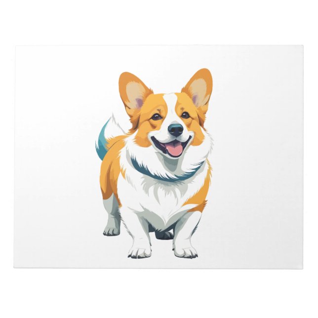Corgi Vector Art with Vibrant Colours Notepad (Front)