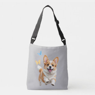 Corgi Vector Painting Adorable Fun Animal Playing Crossbody Bag