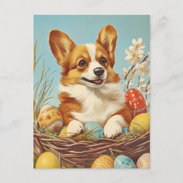 Corgi Vintage Easter Postcard (Front)