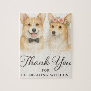 Corgi Watercolor Wedding Favour Jigsaw Puzzle