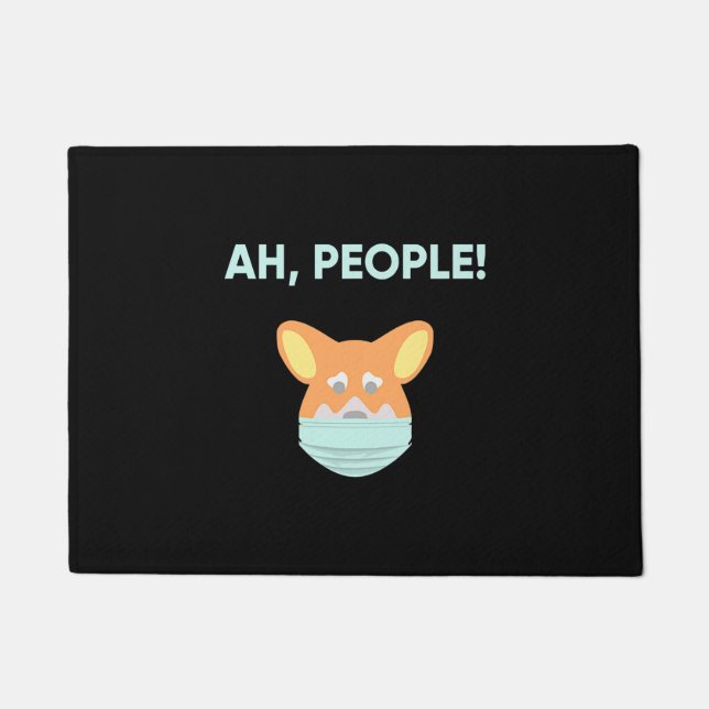 Corgi Wearing A Mask Doormat (Front)