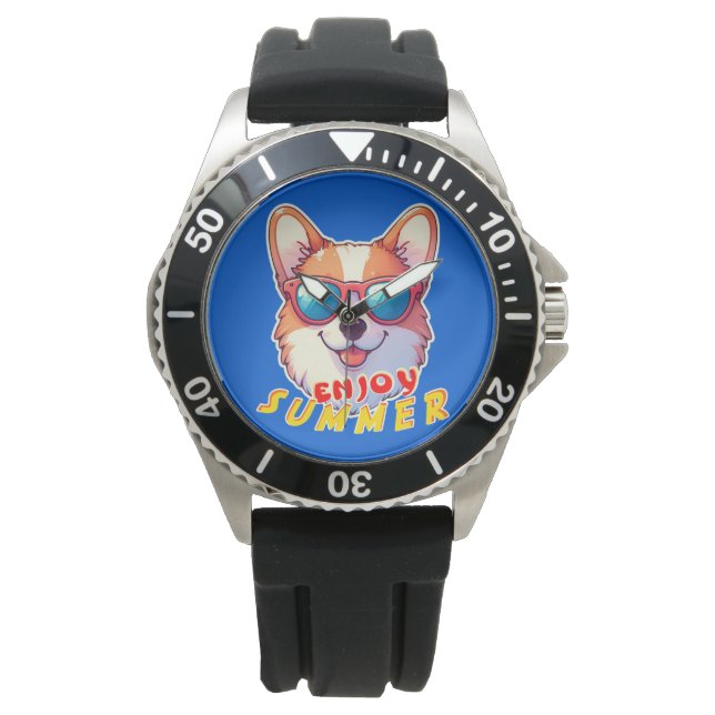 Corgi wears sunglasses Enjoy summer Watch (Front)
