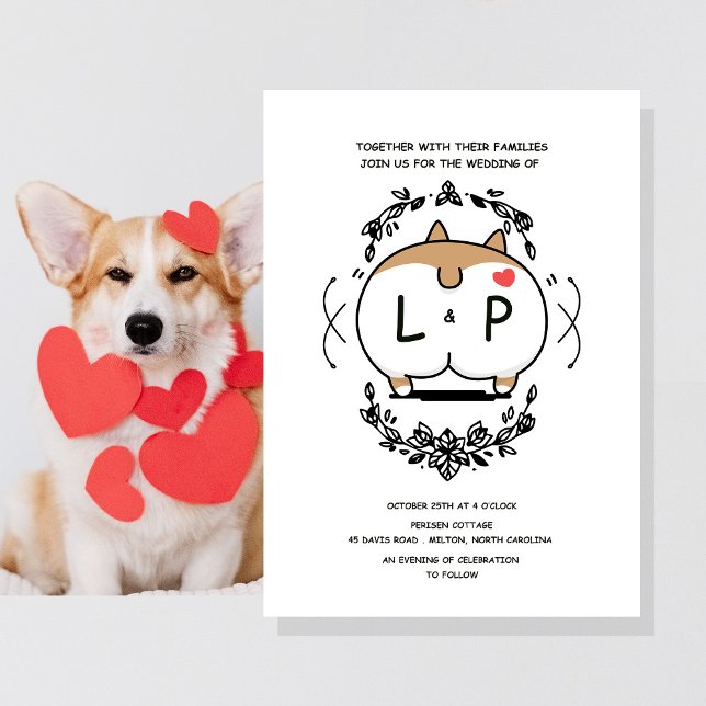 Corgi Wedding Birthday Invitation Cartoon (Creator Uploaded)