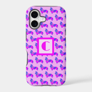 Corgi Welsh Cute Dog Pink Silhouette Monogram