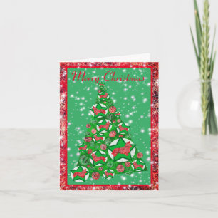 Corgi Welsh Dog Baubles Christmas Tree w/ Stars Card